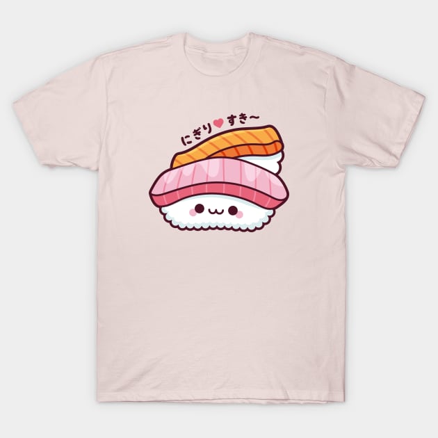 Nigiri Sushi Kawaii T-Shirt by kudasai